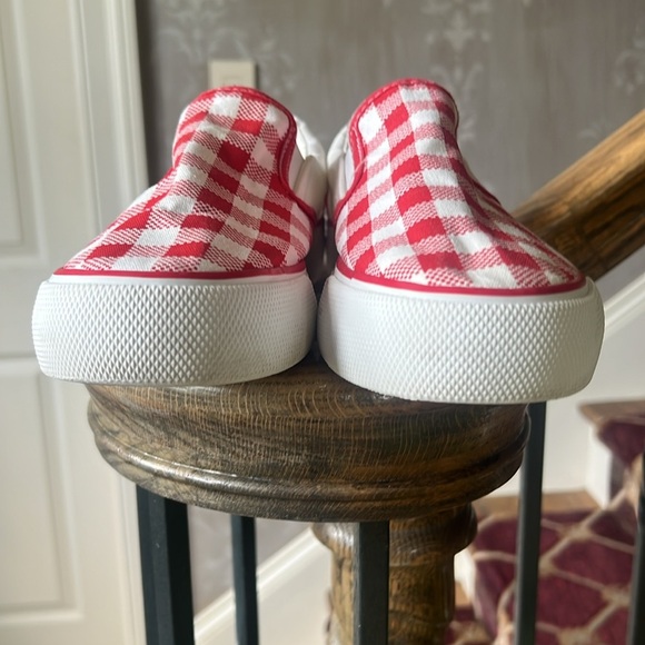 Mudd Womens  10 Poppy-197L Slip On Flats Checkered Comfort White Red Canvas - Picture 6 of 8